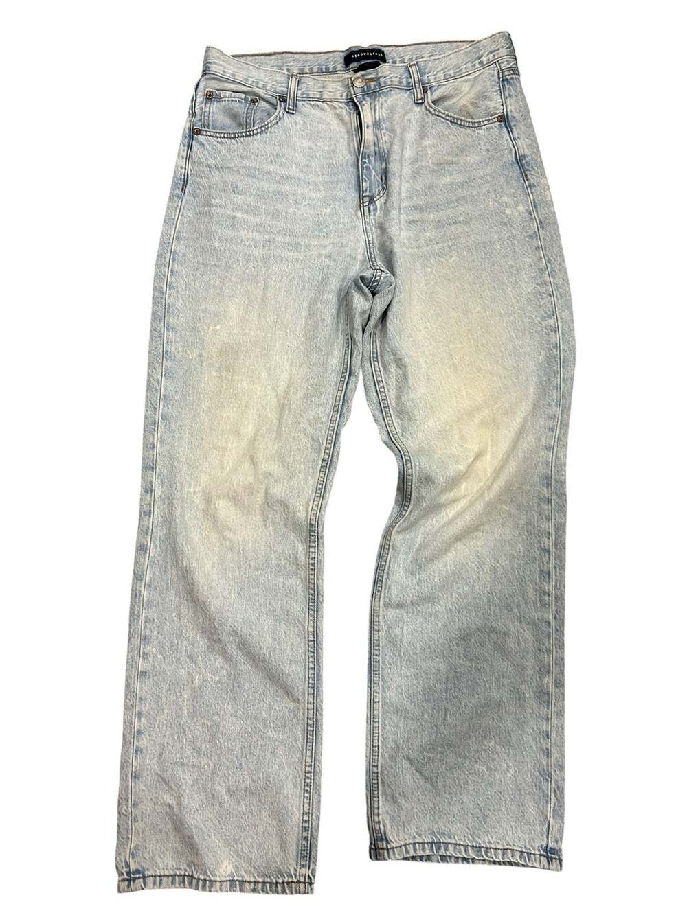 High Rise Baggy Jeans Light Acid Wash Wide Leg Y2K Aeropostale SZ 12 Reg Relaxed